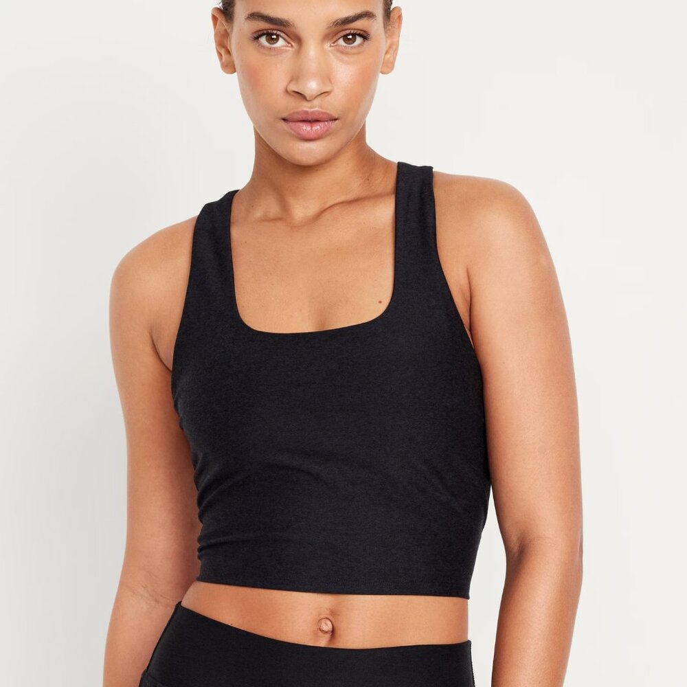 OLD NAVY Women's Black Light Support Cloud Comfy Longline Sports Bra XL NEW